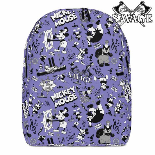 Steamboat Willie's Mickey Mouse Pattern Minimalist Backpack | Designs By Savage