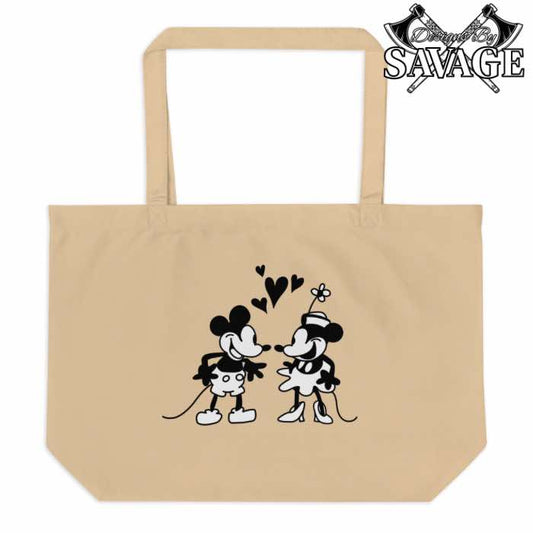 Custom Steamboat Willie’s Mickey Mouse Large Organic Tote Bag | Designs By Savage