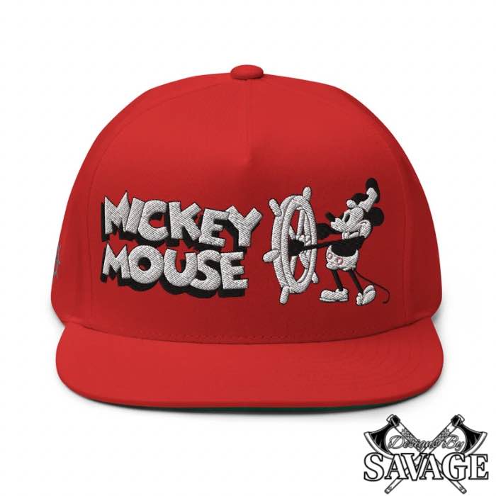 Steamboat Willie's Mickey Mouse Flat Bill Hat | Designs By Savage