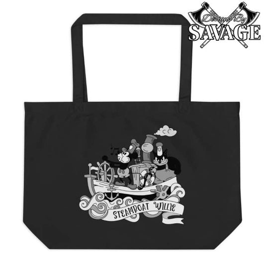 Custom Steamboat Willie’s Mickey Mouse Large Organic Tote Bag | Designs By Savage