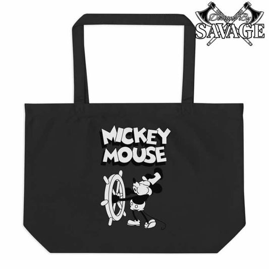 Custom Steamboat Willie’s Mickey Mouse Large Organic Tote Bag | Designs By Savage