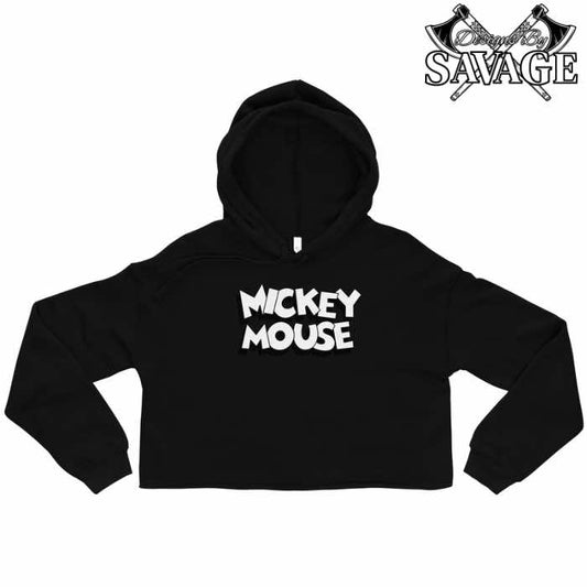 Steamboat Willie Mickey Women's Crop Hoodie - Retro Chic Meets Modern Comfort | Designs By Savage