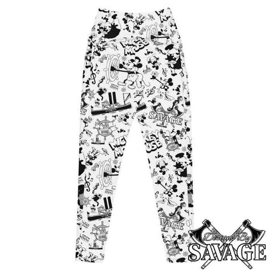 Steamboat Willie's Mickey Mouse Pattern Leggings With Pockets | Designs By Savage