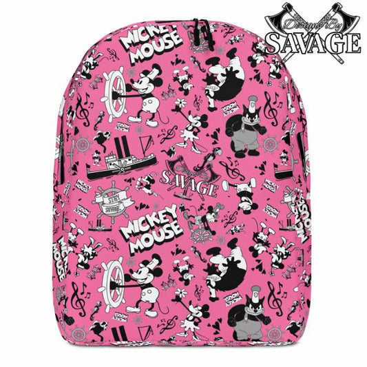 Steamboat Willie's Mickey Mouse Pattern Minimalist Backpack | Designs By Savage