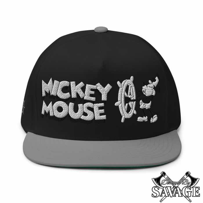 Steamboat Willie's Mickey Mouse Flat Bill Hat | Designs By Savage