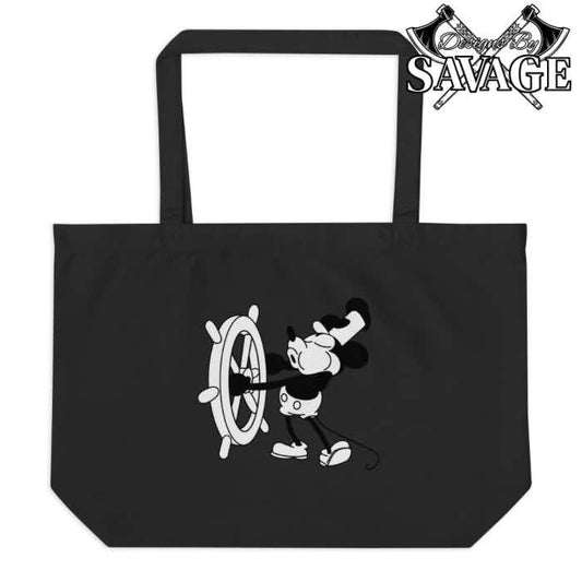 Custom Steamboat Willie’s Mickey Mouse Large Organic Tote Bag | Designs By Savage