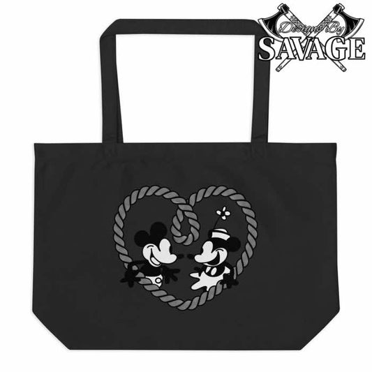 Custom Steamboat Willie’s Mickey Mouse Large Organic Tote Bag | Designs By Savage