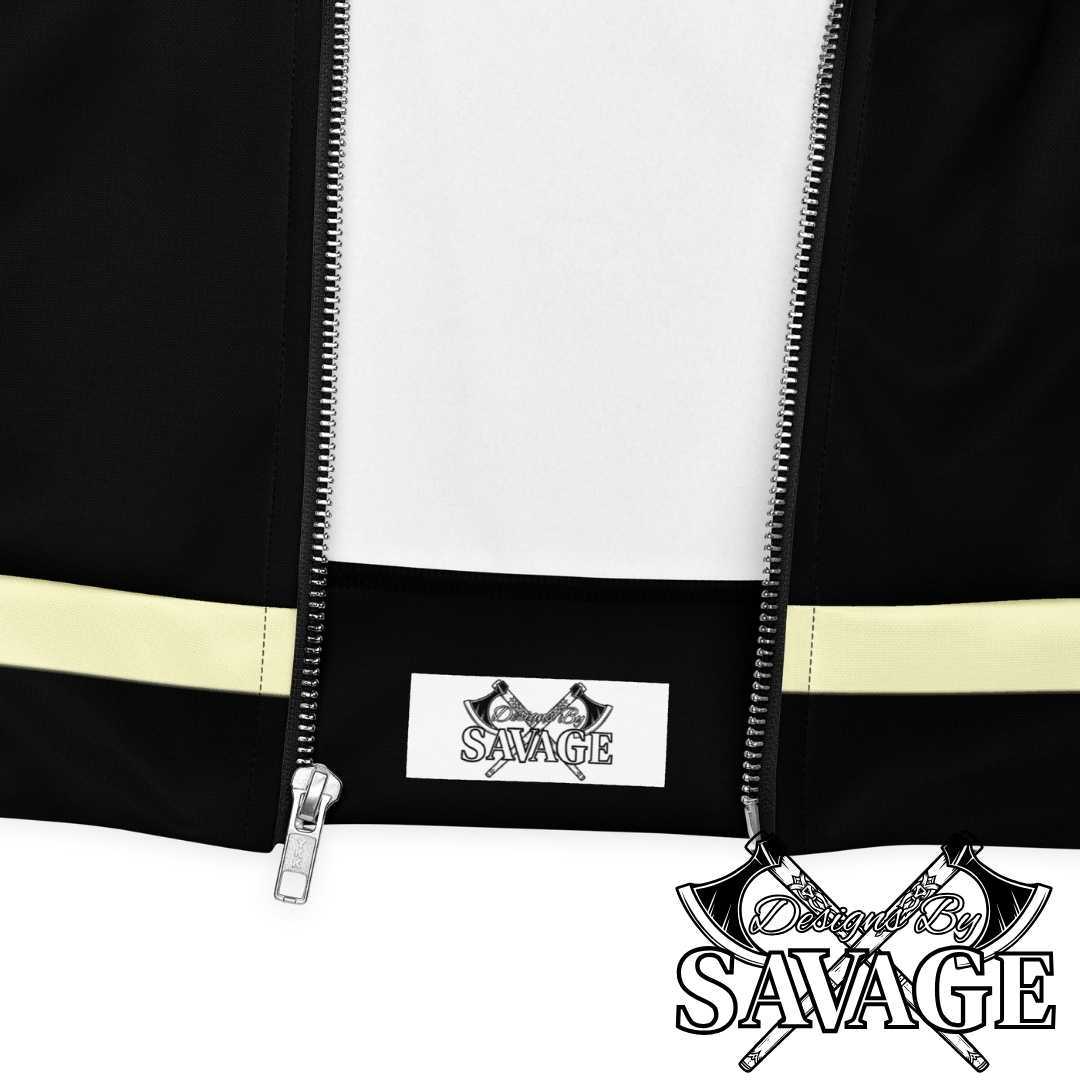 SVG Logo Men’s Bomber Jacket in Black and Cream - Complete Your Look | Designs By Savage Men's Collection - Rugged Individualism & Style | Designs By Savage