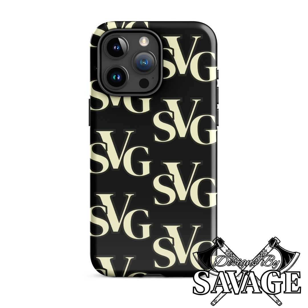 SVG Logo Tough Case for iPhone® in Black and Cream Accessories Collection - Gear Up with Grit & Wit | Designs By Savage