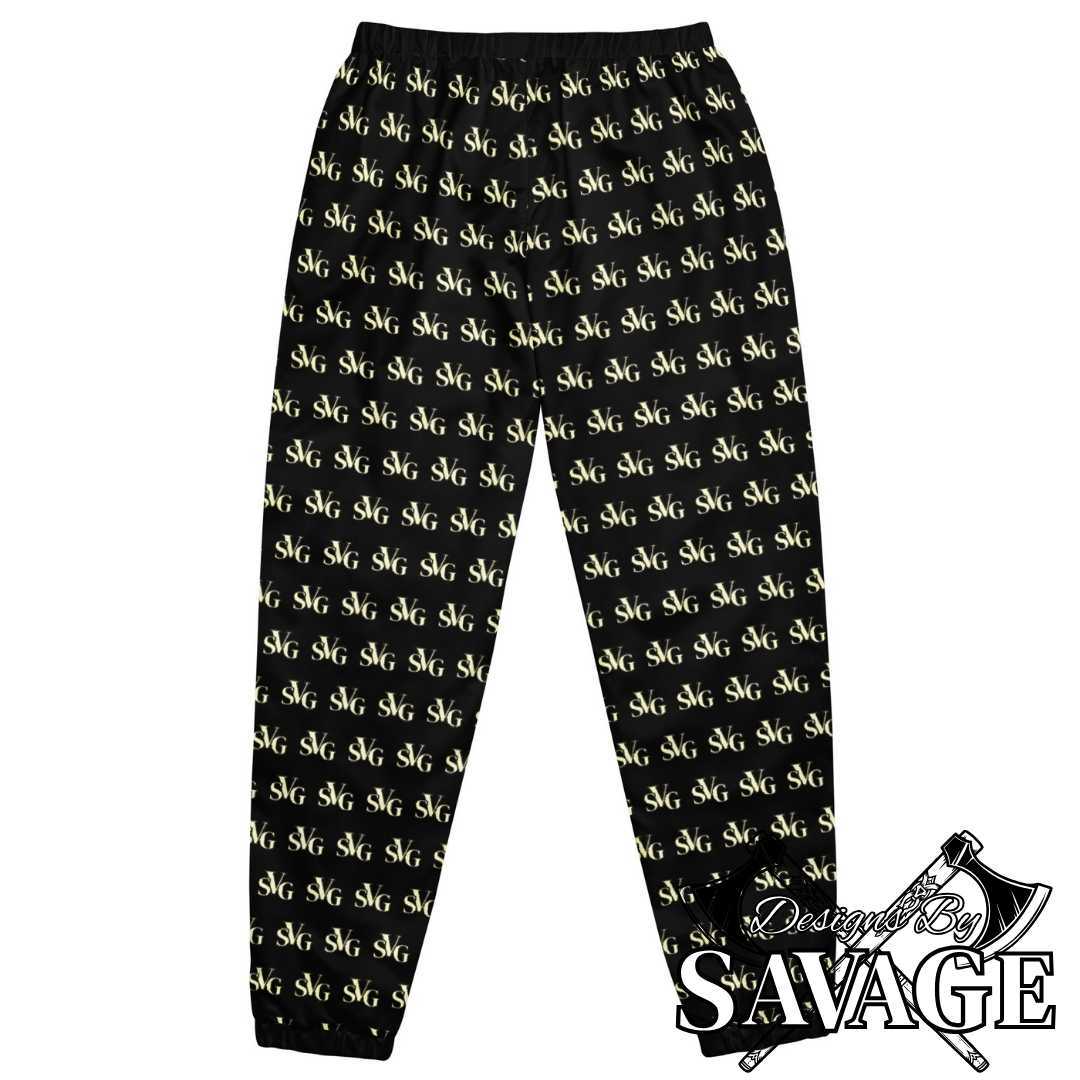 SVG Logo Track Pants in Black and Cream | Designs By Savage Men's Collection - Rugged Individualism & Style | Designs By Savage