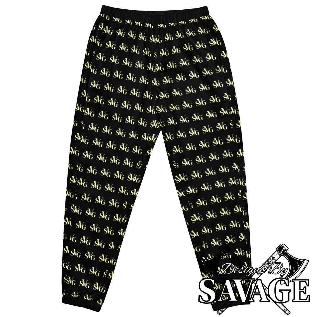 SVG Logo Track Pants in Black and Cream | Designs By Savage Men's Collection - Rugged Individualism & Style | Designs By Savage