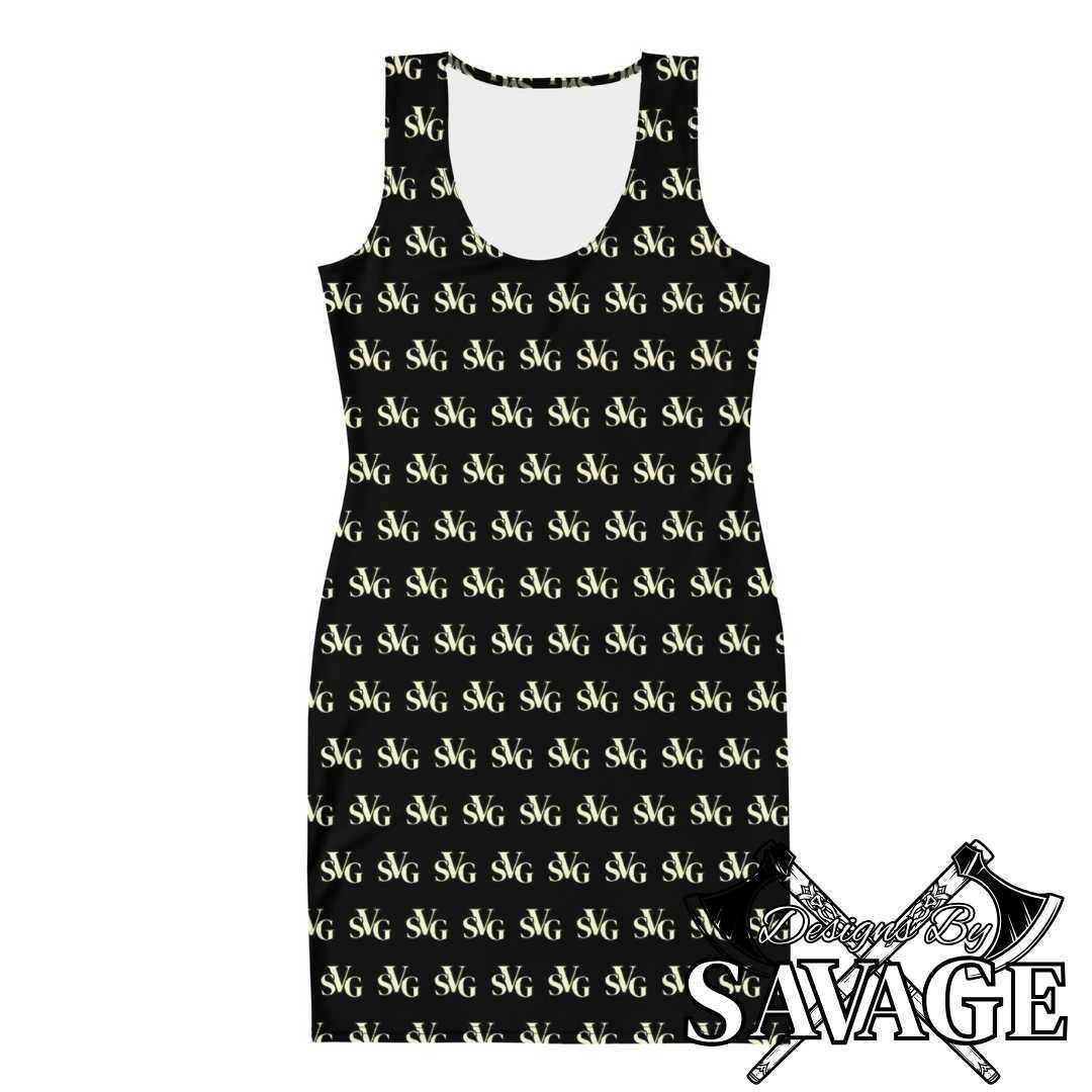 SVG Logo Women’s Bodycon Dress in Black and Cream - Sleek and Stylish | Designs By Savage SVG Black & Cream Elegance Collection | Designs By Savage