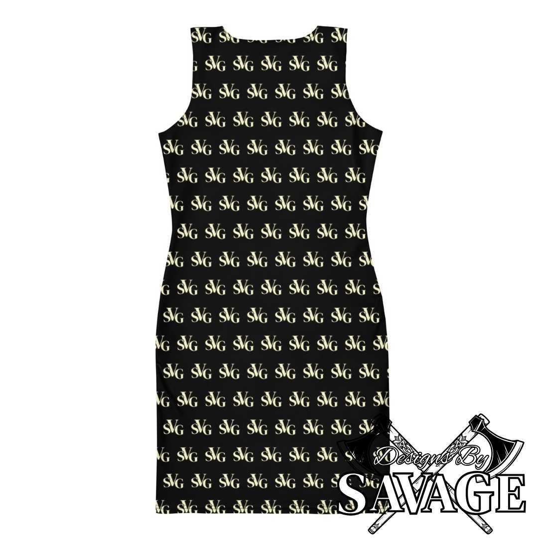 SVG Logo Women’s Bodycon Dress in Black and Cream - Sleek and Stylish | Designs By Savage SVG Black & Cream Elegance Collection | Designs By Savage