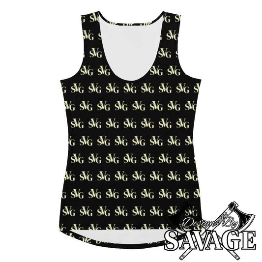 SVG Logo Women's Tank Top in Black and Cream | Designs By Savage SVG Black & Cream Elegance Collection | Designs By Savage