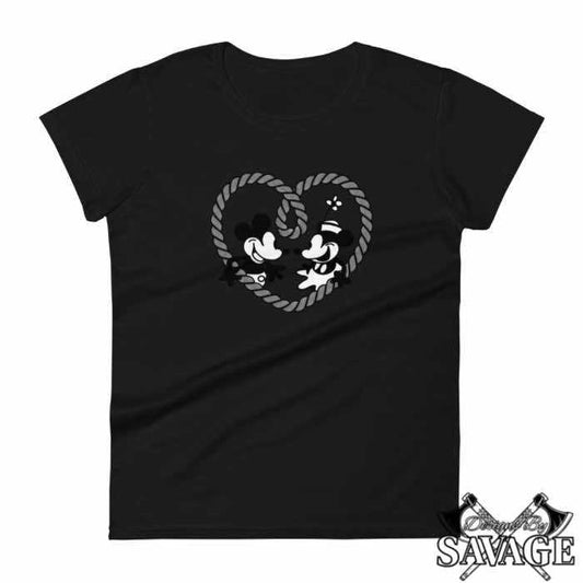 Steamboat Willie Mickey Mouse Women's Fitted T-Shirt | Designs By Savage Steamboat Willie’s Mickey Mouse Collection | Designs By Savage