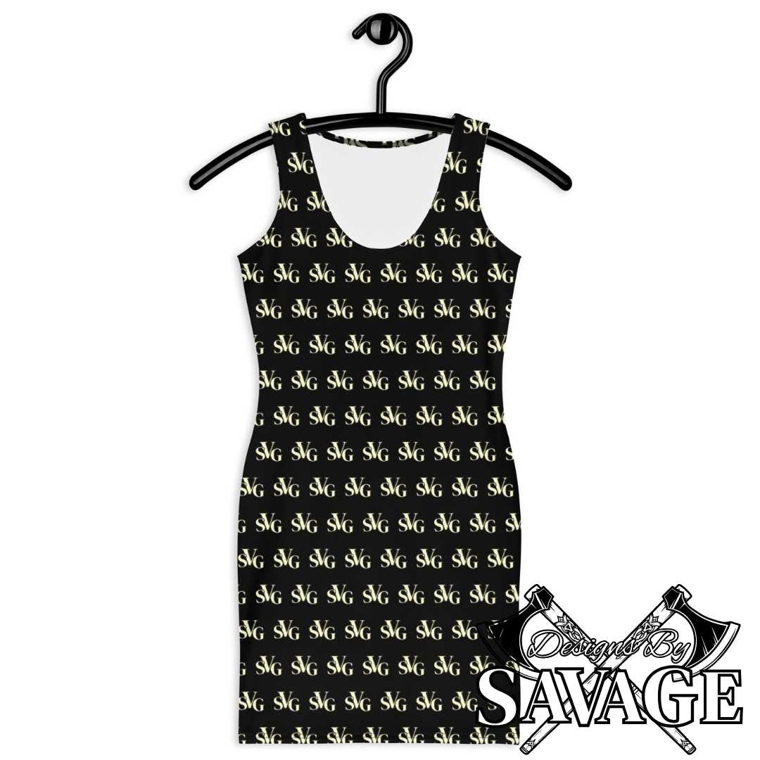 SVG Logo Women’s Bodycon Dress in Black and Cream - Sleek and Stylish | Designs By Savage