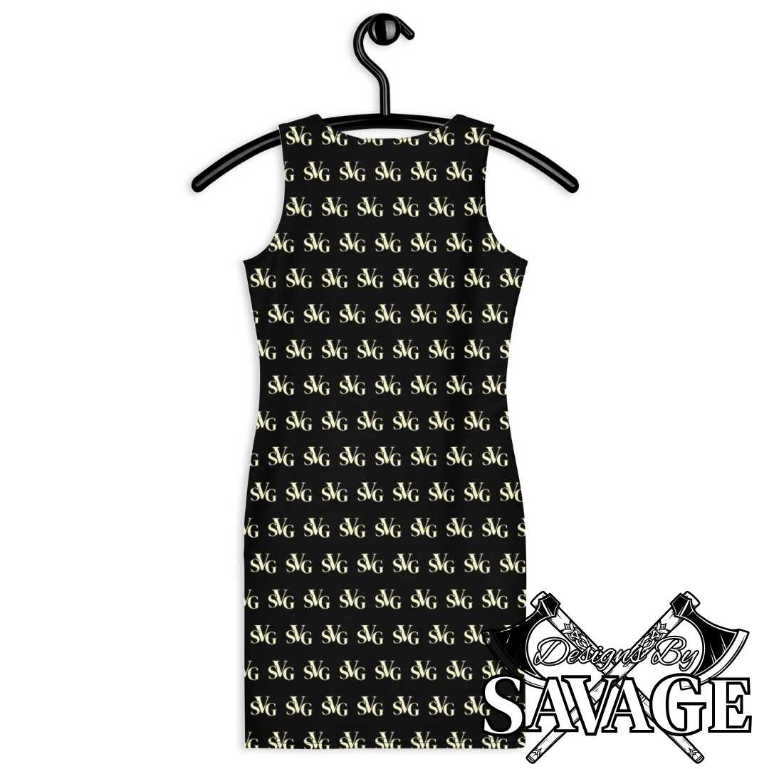 SVG Logo Women’s Bodycon Dress in Black and Cream - Sleek and Stylish | Designs By Savage