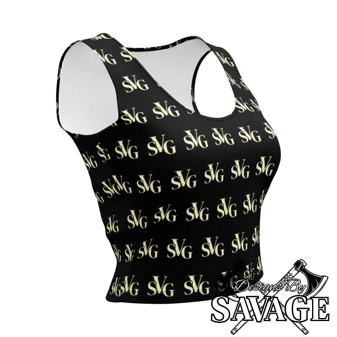 SVG Logo Women’s Crop Top in Black and Cream - Modern Chic Meets Comfort | Designs By Savage