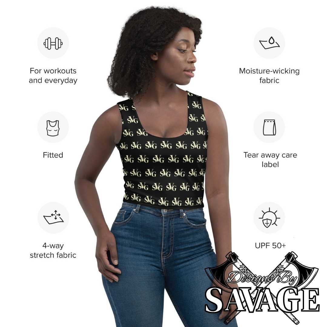 SVG Logo Women’s Crop Top in Black and Cream - Modern Chic Meets Comfort | Designs By Savage