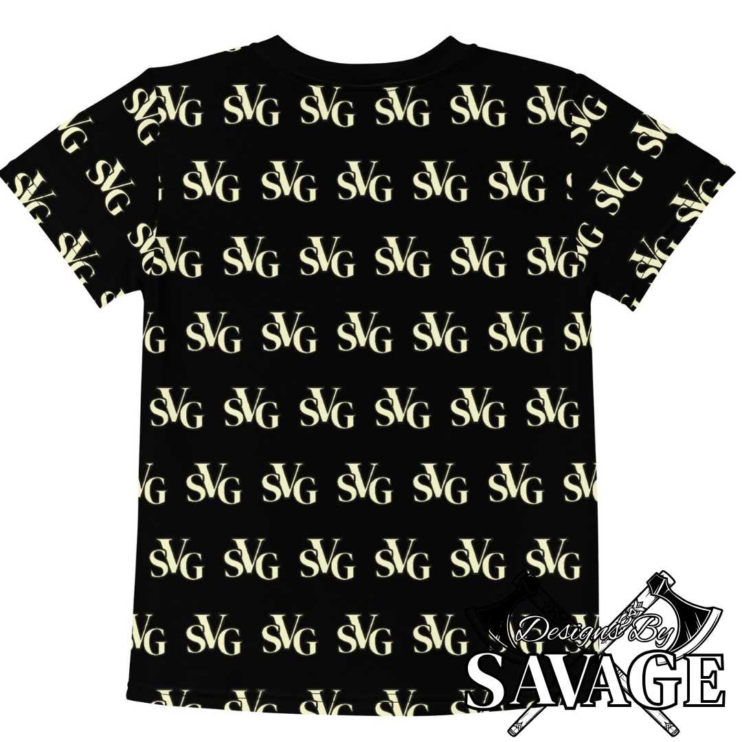 SVG Logo Kids Crew Neck Tee in Black and Cream | Designs By Savage