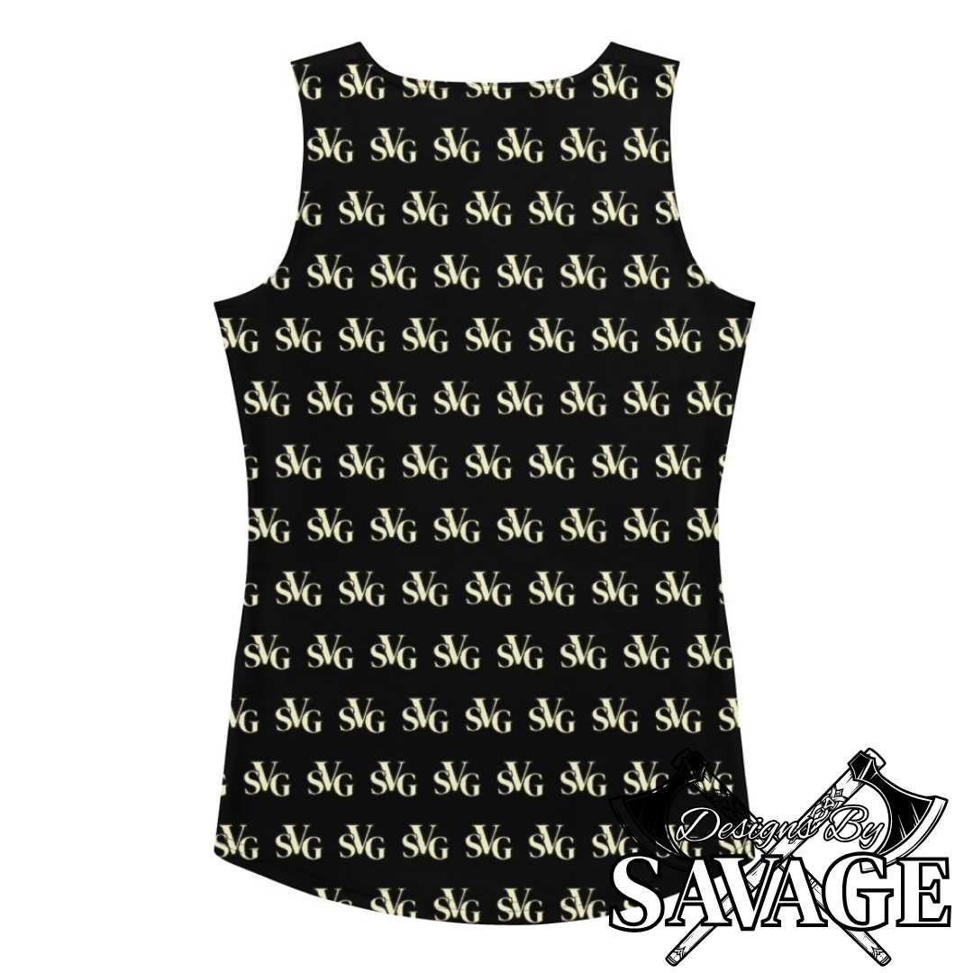 SVG Logo Women's Tank Top in Black and Cream | Designs By Savage