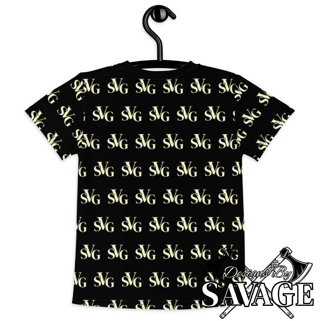 SVG Logo Kids Crew Neck Tee in Black and Cream | Designs By Savage