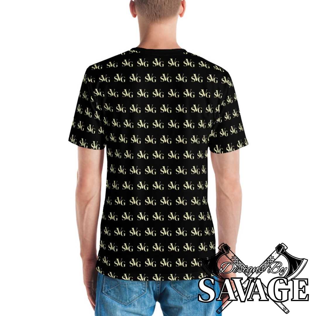 SVG Logo Men's Crew Neck Tee in Black and Cream  | Designs By Savage