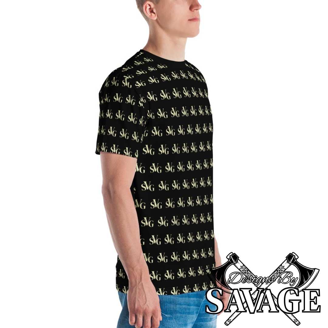 SVG Logo Men's Crew Neck Tee in Black and Cream  | Designs By Savage