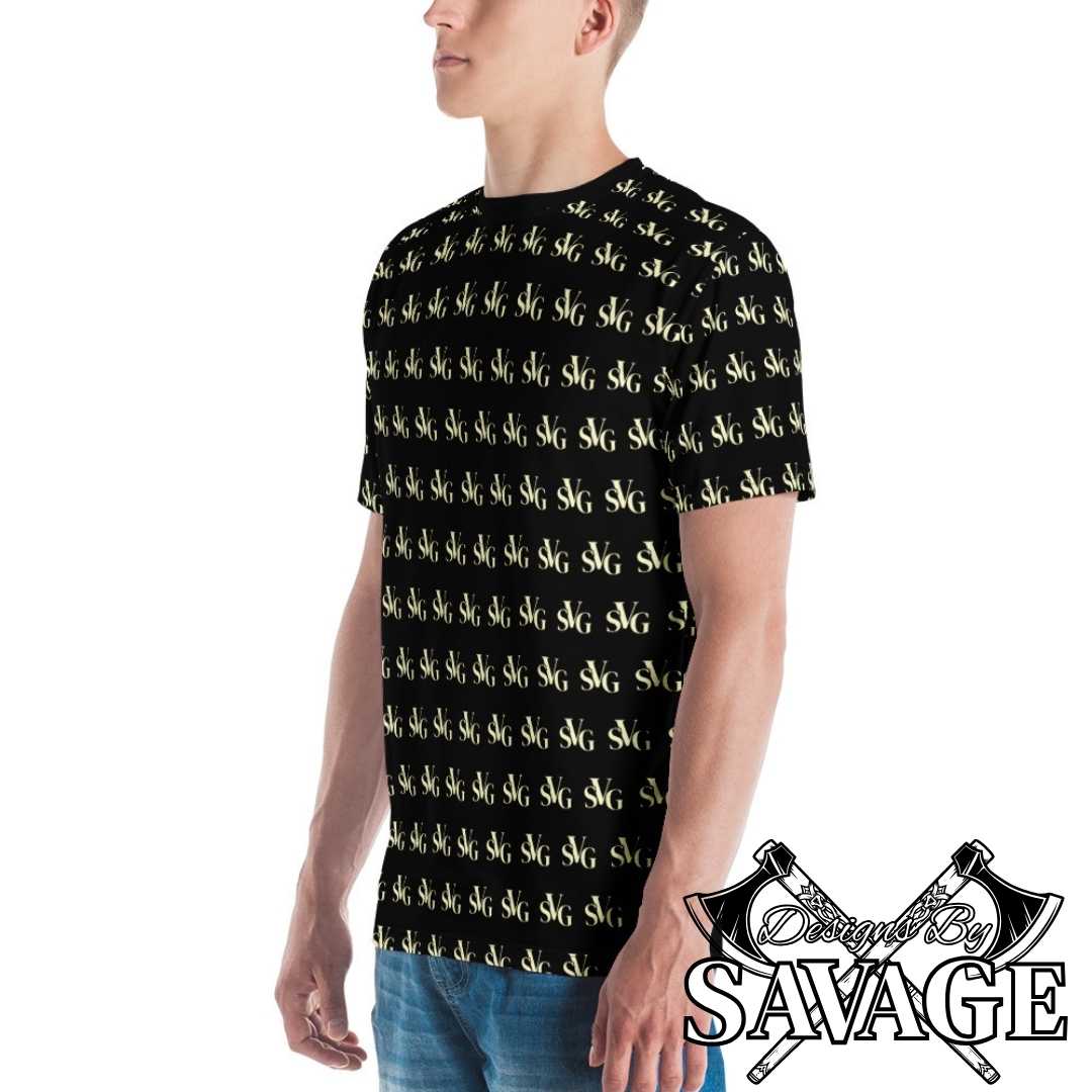 SVG Logo Men's Crew Neck Tee in Black and Cream  | Designs By Savage