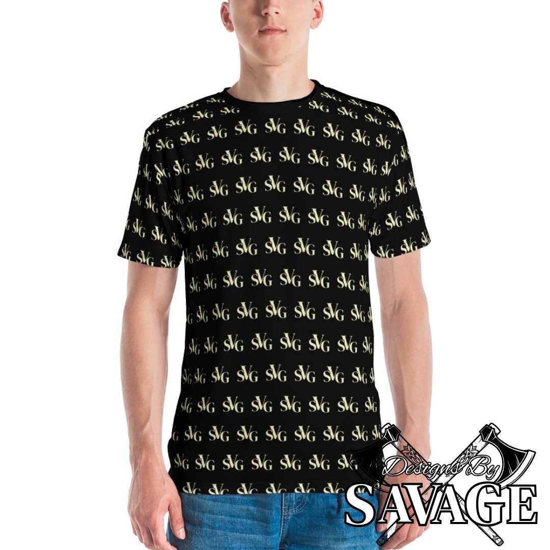 SVG Logo Men's Crew Neck Tee in Black and Cream  | Designs By Savage