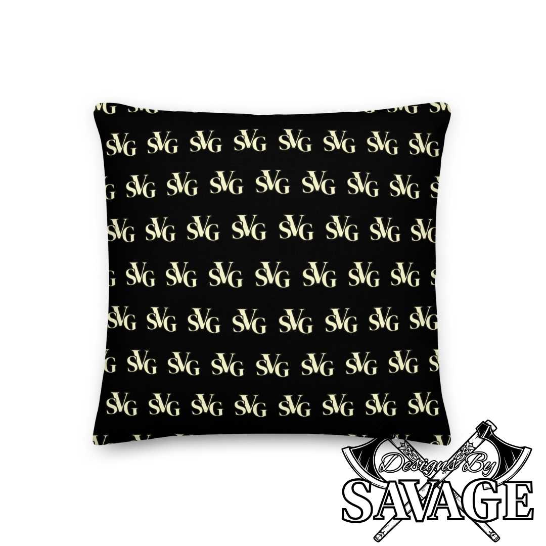 SVG Logo Premium Throw Pillow in Black and Cream - Enhance Your Decor | Designs By Savage