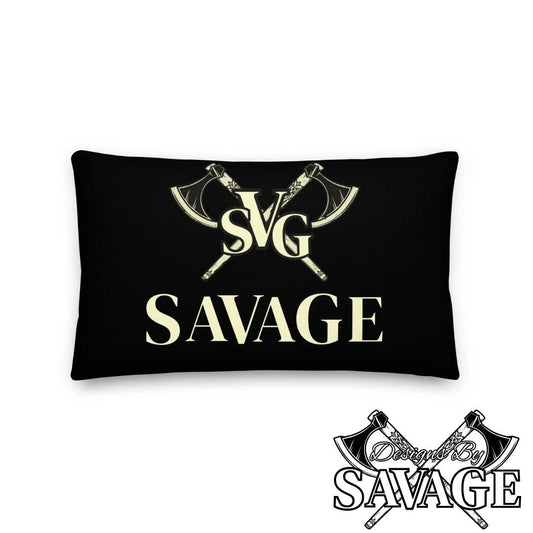 SVG Logo Premium Throw Pillow in Black and Cream - Enhance Your Decor | Designs By Savage