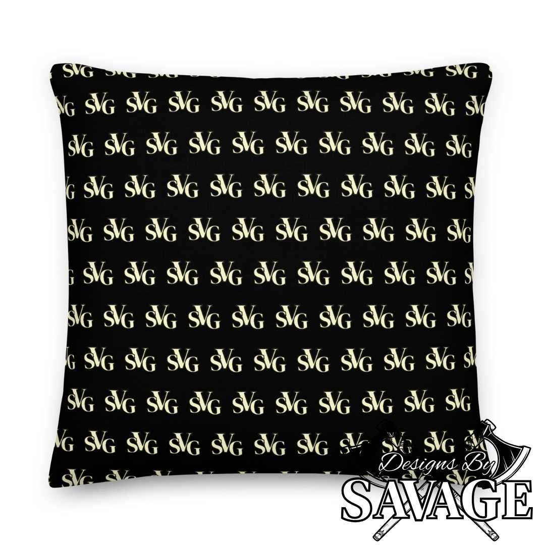 SVG Logo Premium Throw Pillow in Black and Cream - Enhance Your Decor | Designs By Savage