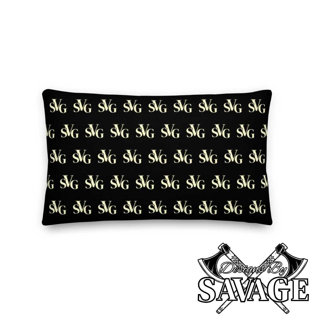 SVG Logo Premium Throw Pillow in Black and Cream - Enhance Your Decor | Designs By Savage