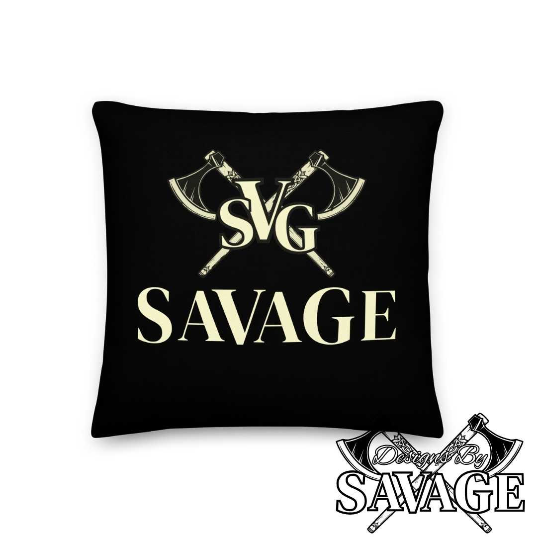 SVG Logo Premium Throw Pillow in Black and Cream - Enhance Your Decor | Designs By Savage