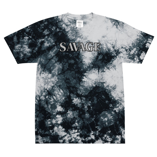 Savage Logo Embroidered Men’s Oversized Tie-Dye Tee – Vibrant Oversized Style