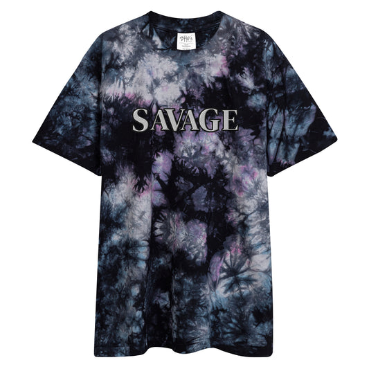 Women’s Savage Logo Embroidered Oversized Tie-Dye Tee – Bold Oversized Fashion | Designs By Savage