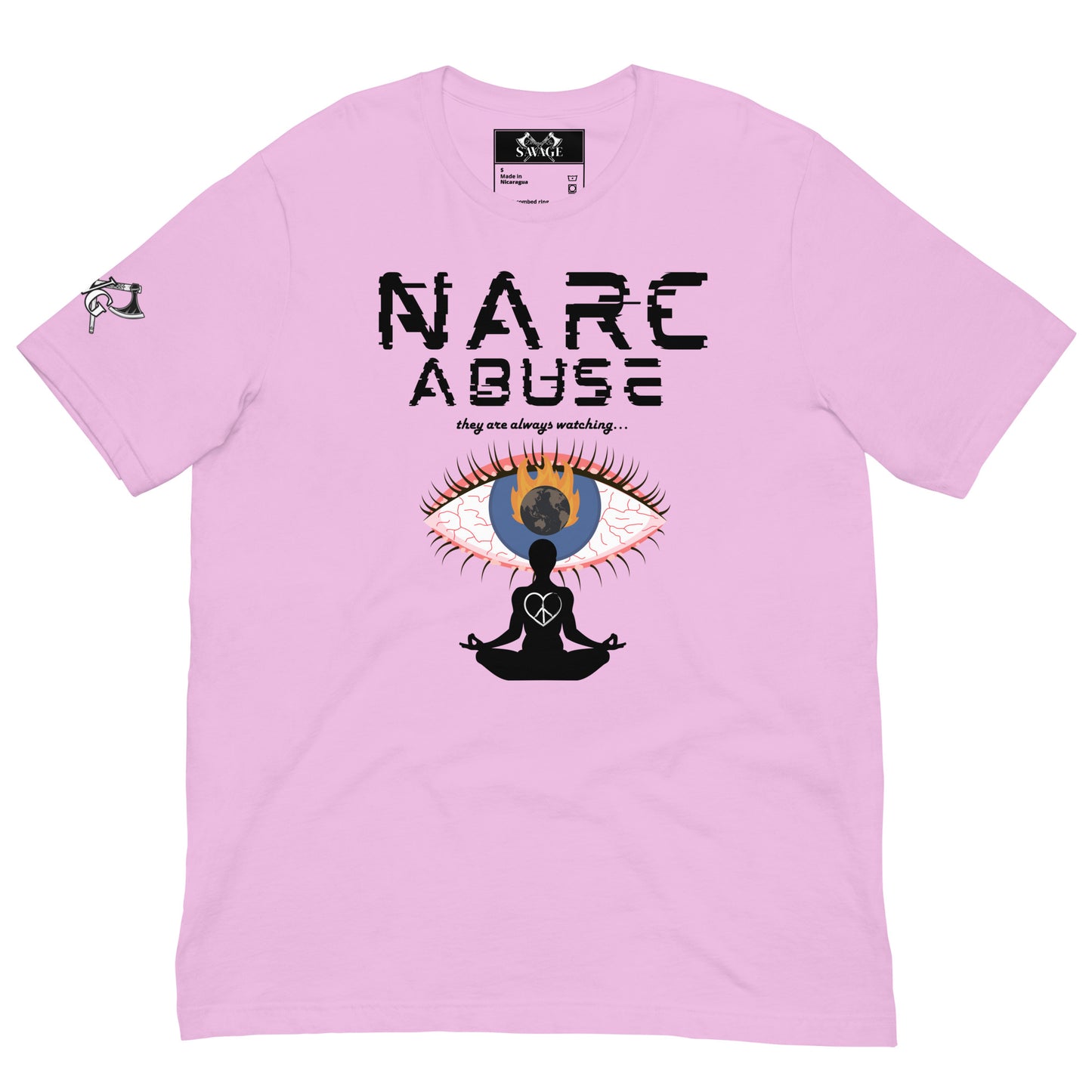 Narc Abuse Tee - Black Font Orwellian Eye Design Highlighting Narcissistic Abuse