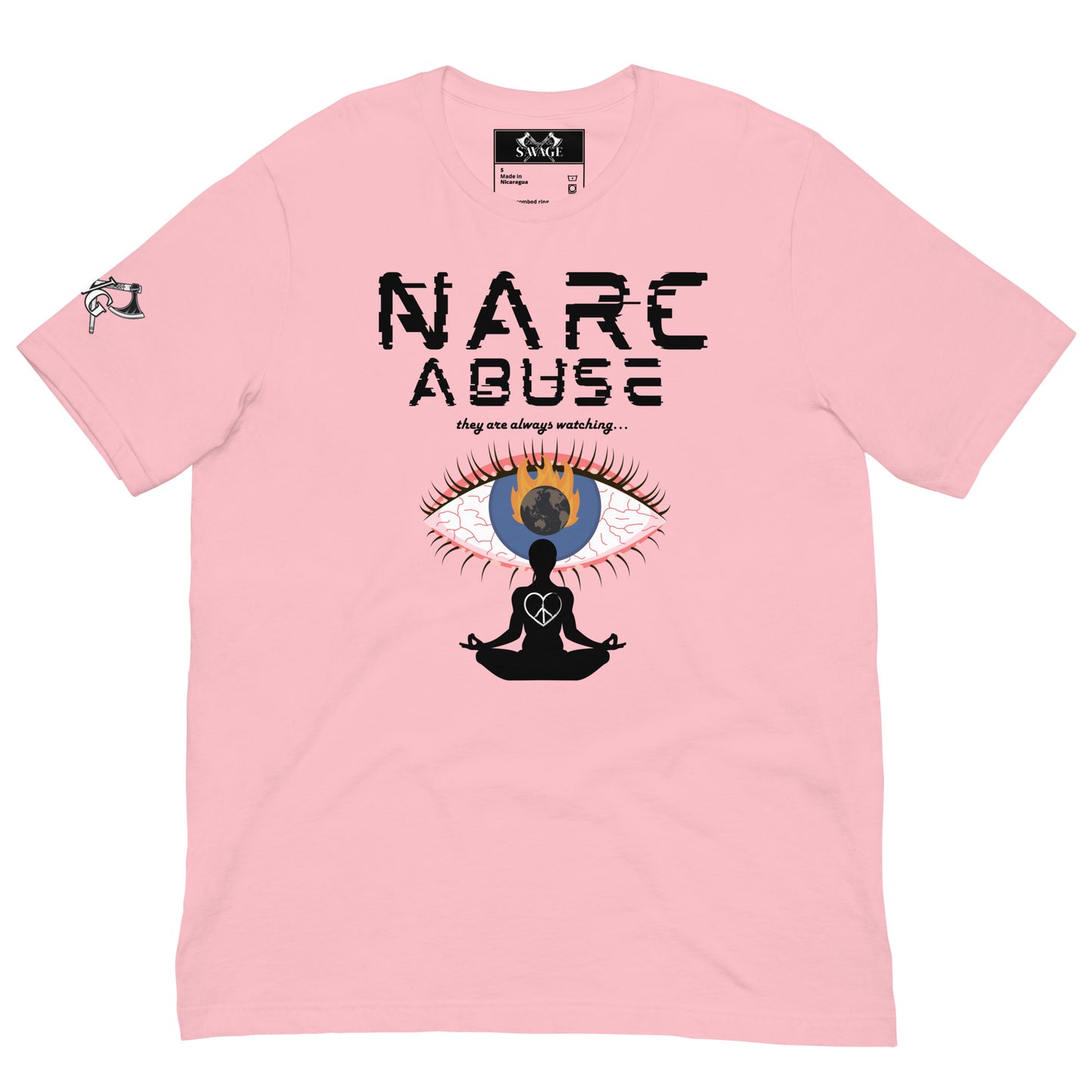 Narc Abuse Tee - Black Font Orwellian Eye Design Highlighting Narcissistic Abuse