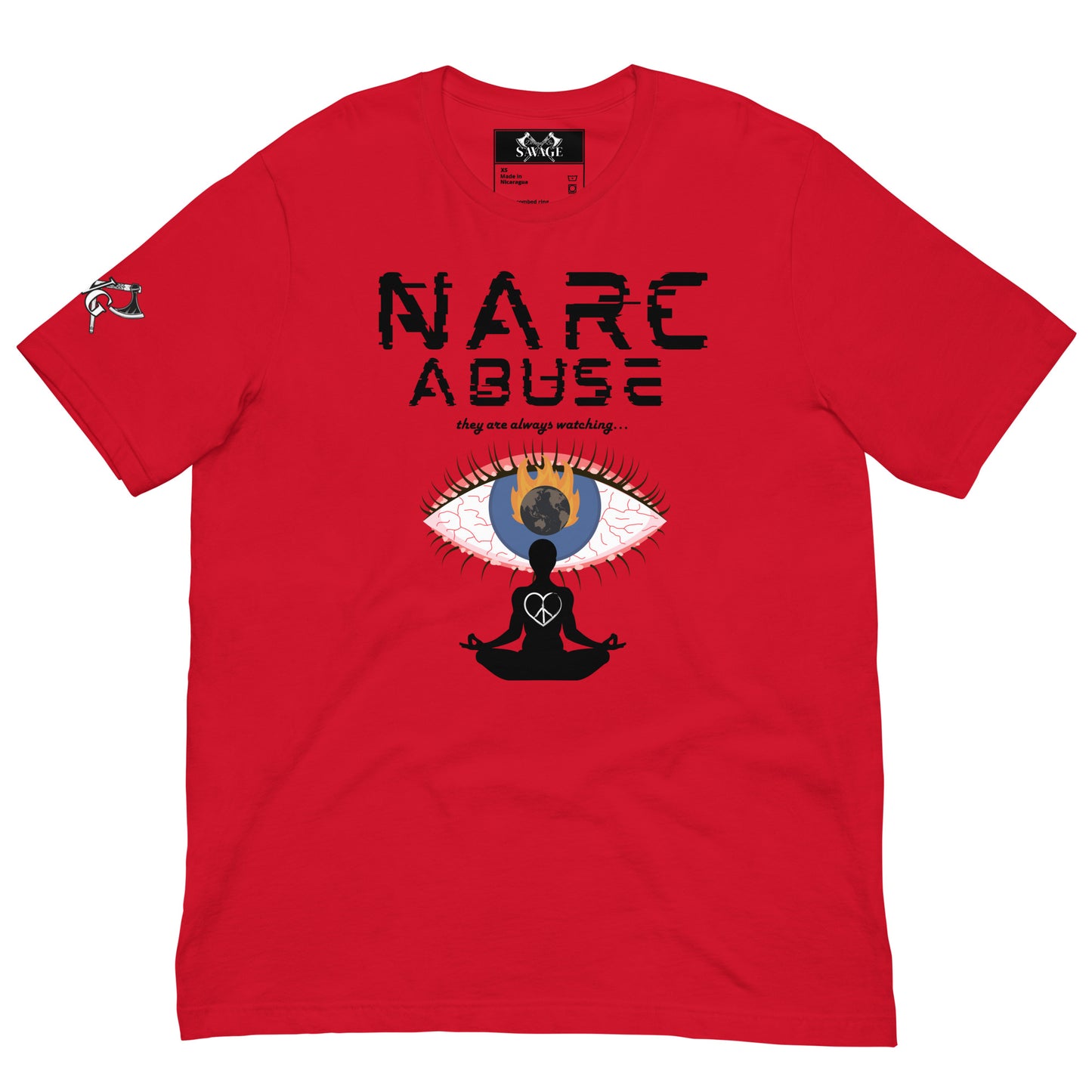 Narc Abuse Tee - Black Font Orwellian Eye Design Highlighting Narcissistic Abuse