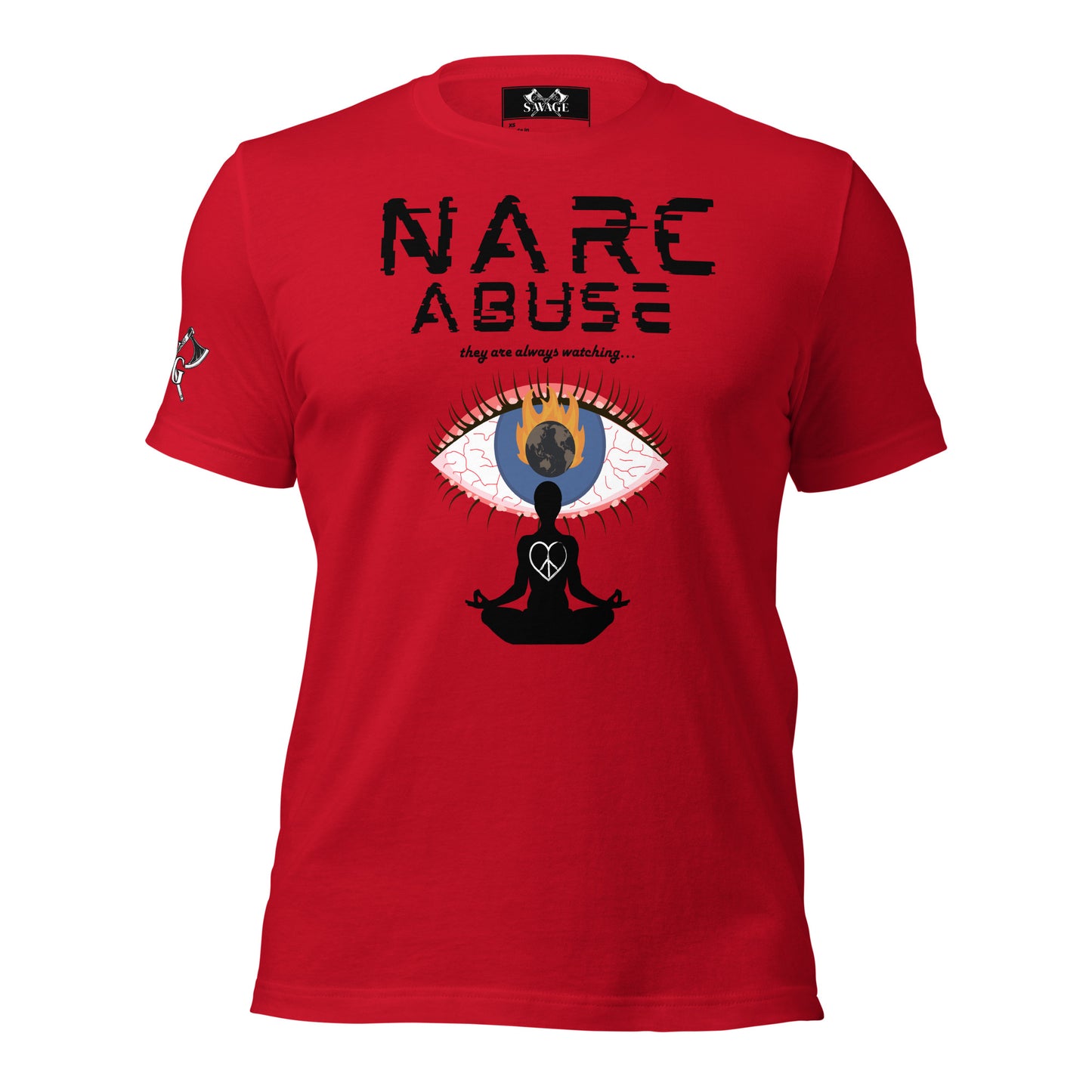 Narc Abuse Tee - Black Font Orwellian Eye Design Highlighting Narcissistic Abuse