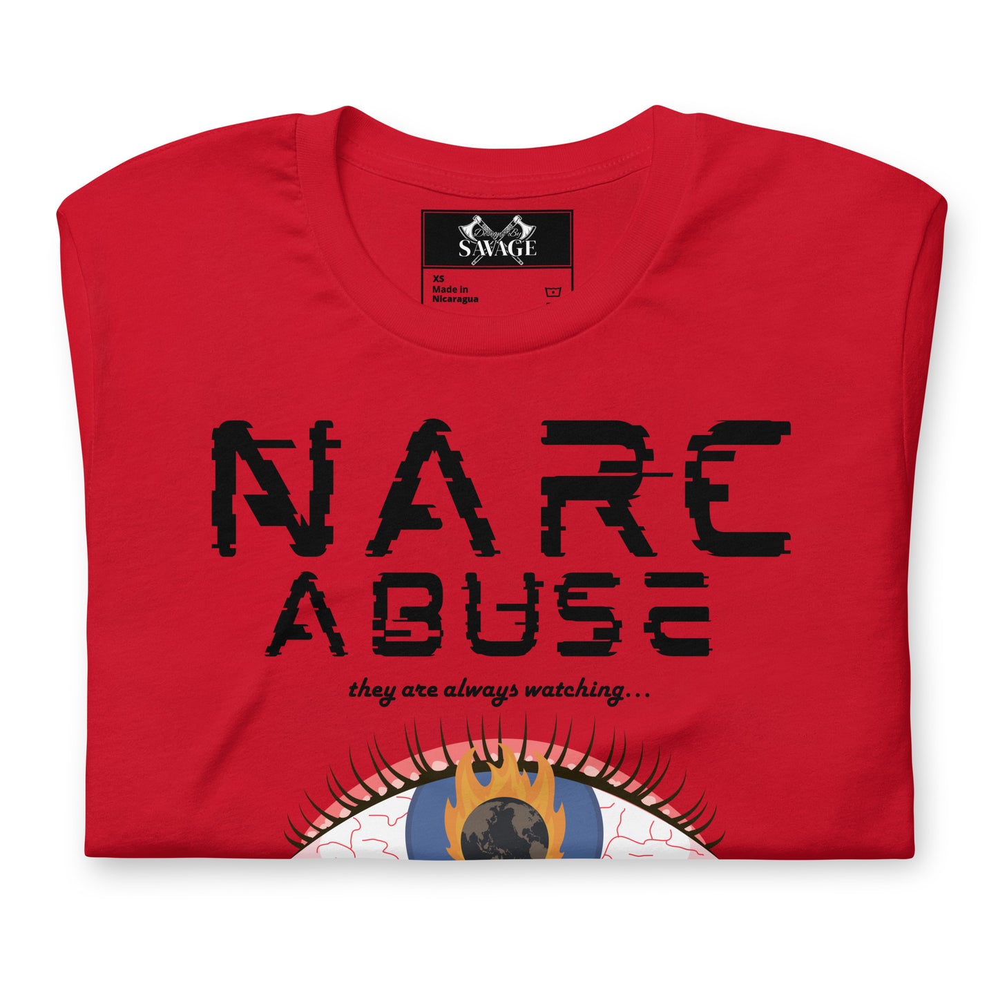 Narc Abuse Tee - Black Font Orwellian Eye Design Highlighting Narcissistic Abuse