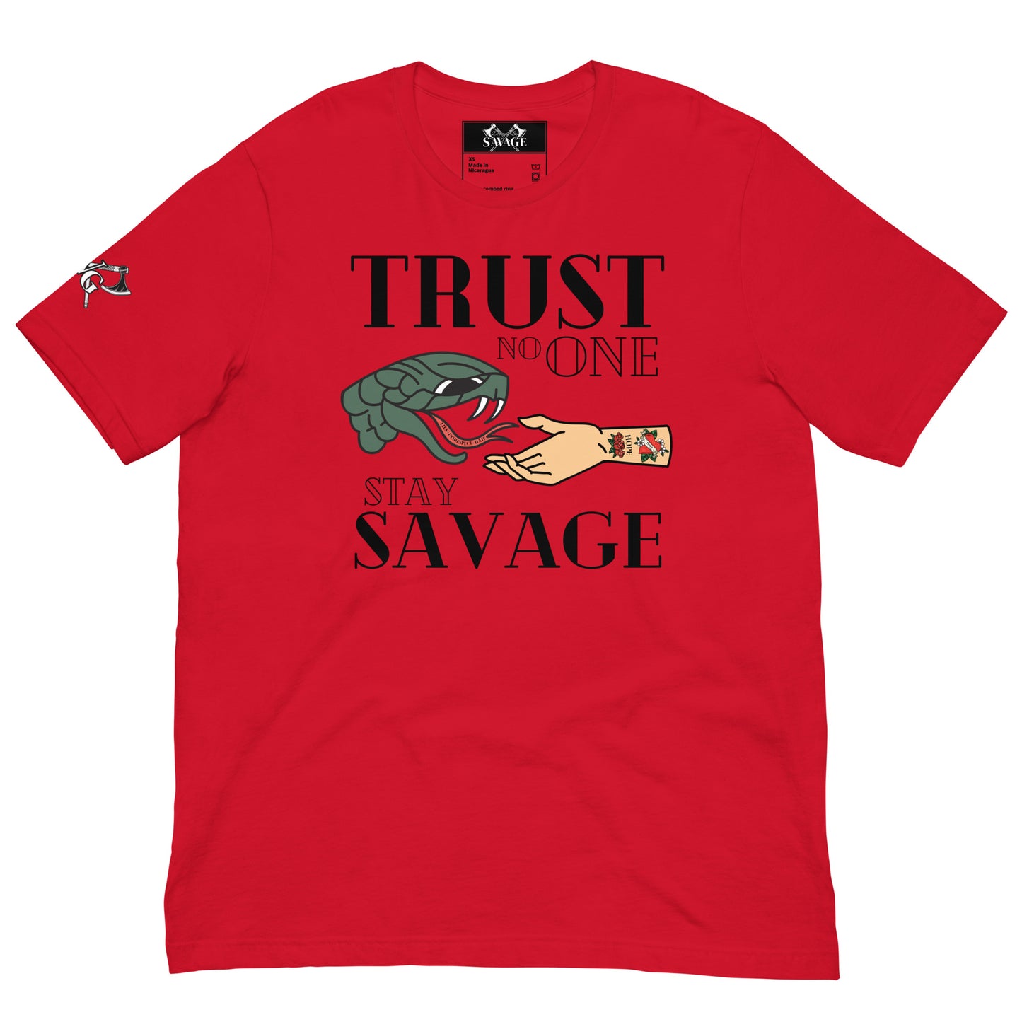 Trust No One Stay Savage T-Shirt for Divorced Dads - Black Font