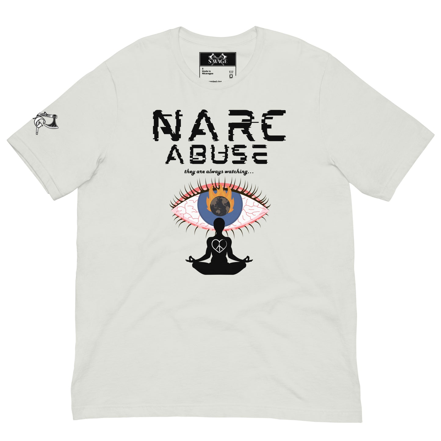 Narc Abuse Tee - Black Font Orwellian Eye Design Highlighting Narcissistic Abuse