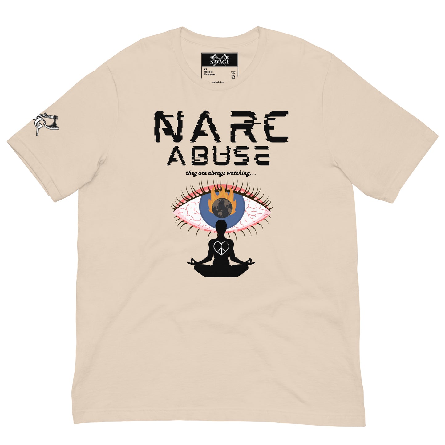 Narc Abuse Tee - Black Font Orwellian Eye Design Highlighting Narcissistic Abuse