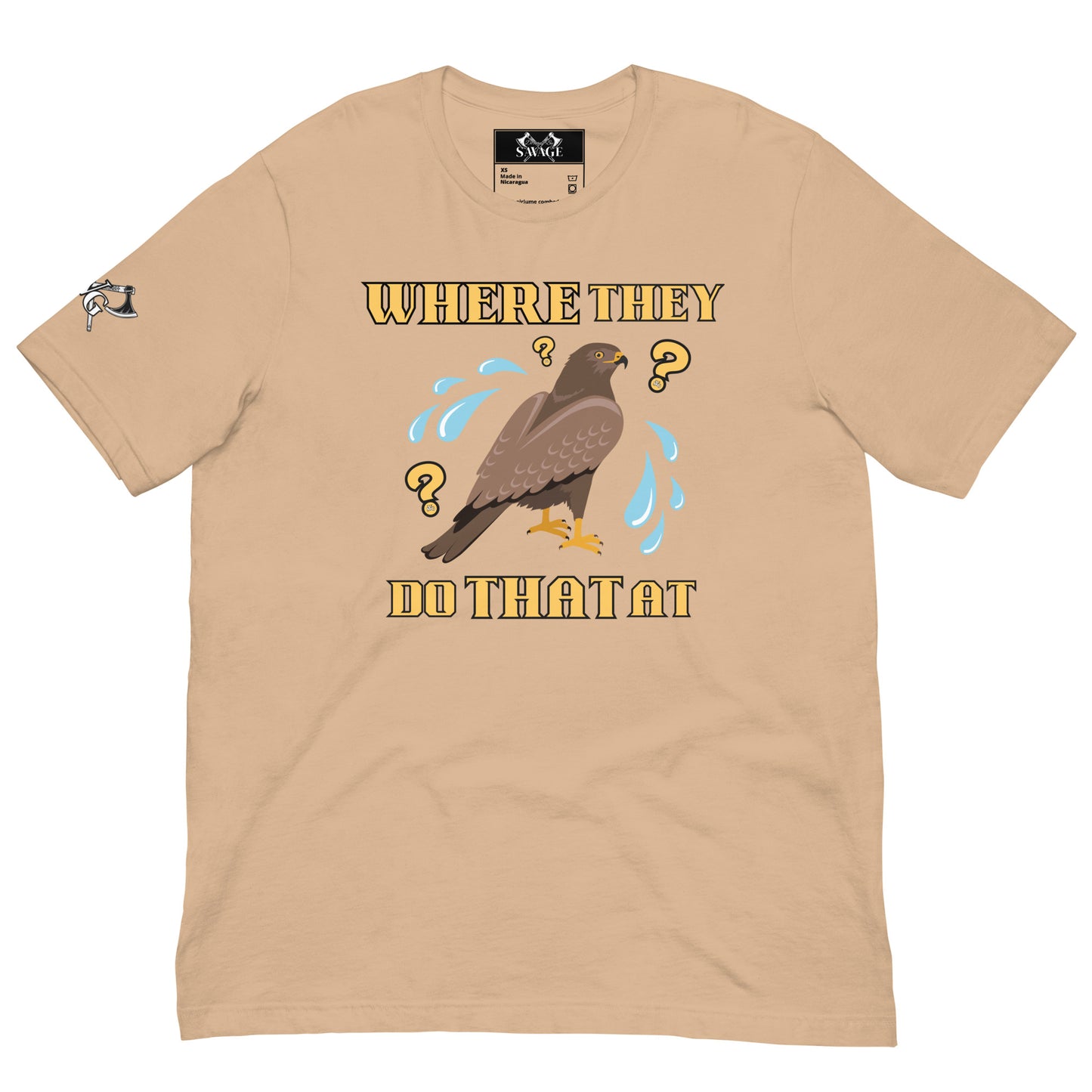 HAWK TUAH, Where They Do That At? T-Shirt | Playful Adult Humor Tee