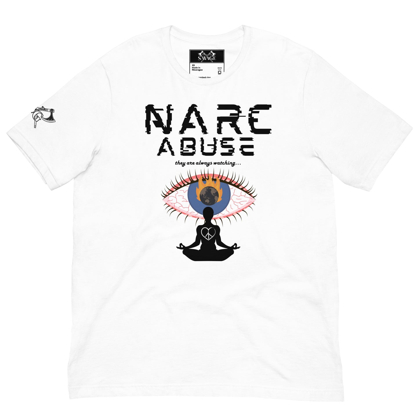 Narc Abuse Tee - Black Font Orwellian Eye Design Highlighting Narcissistic Abuse