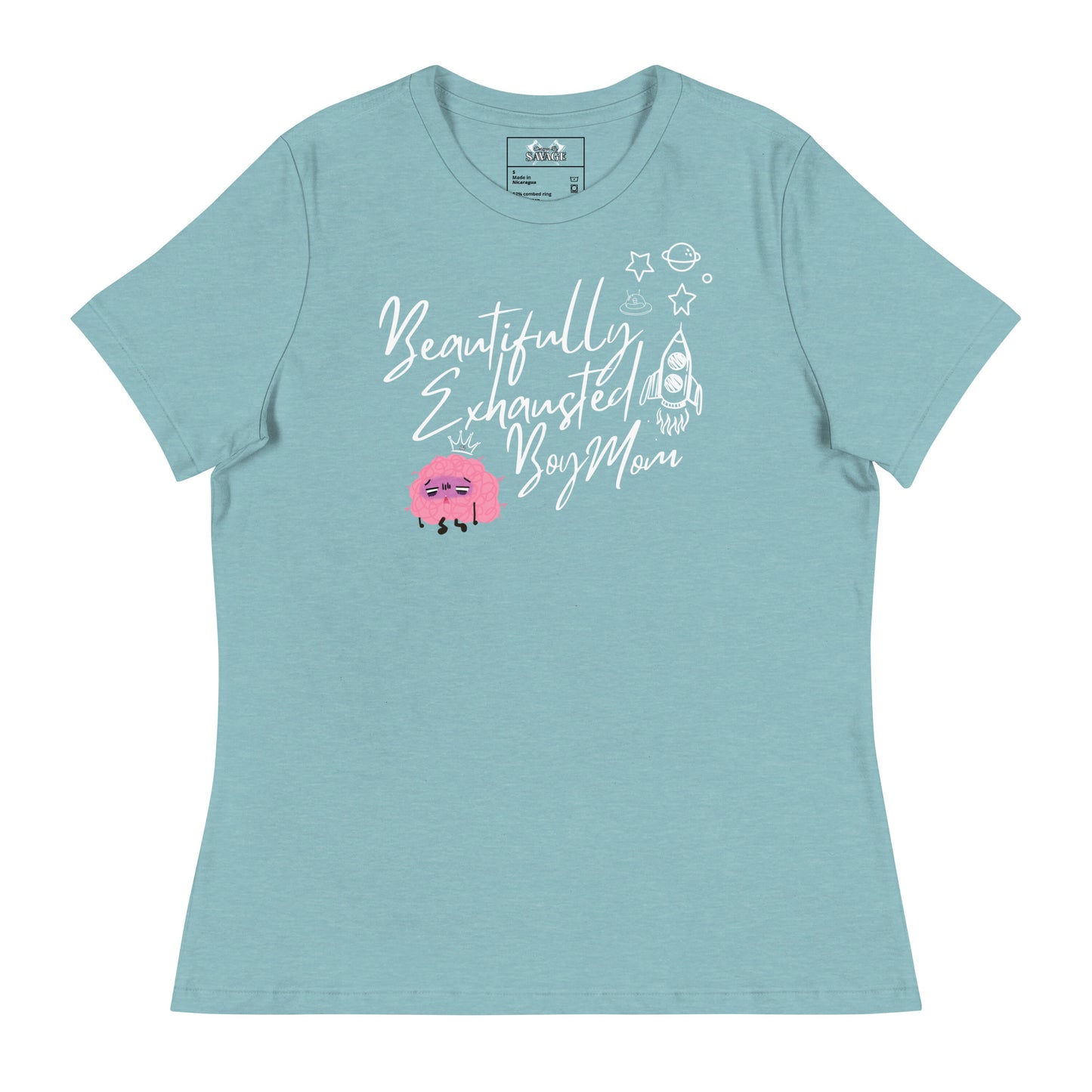 "Beautifully Exhausted Boy Mom" Women's Relaxed Tee