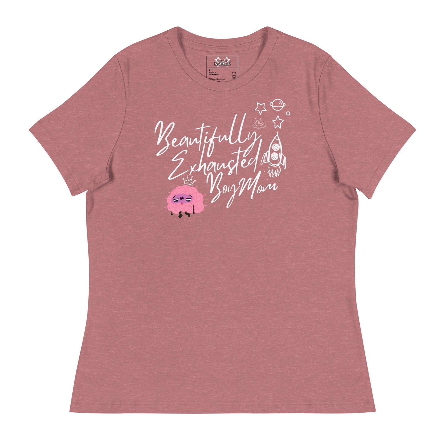 "Beautifully Exhausted Boy Mom" Women's Relaxed Tee